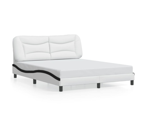 vidaXL Estructura cama cabecero cuero sintético blanco negro 160x200cm