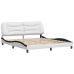 Estructura de cama con cabecero cuero sintético blanco y negro