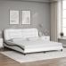 Estructura de cama con cabecero cuero sintético blanco y negro