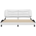 Estructura de cama con cabecero cuero sintético blanco y negro