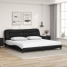 Cama sin colchón cuero sintético negro blanco 200x200 cm