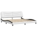 Cama sin colchón cuero sintético blanco negro 200x200 cm