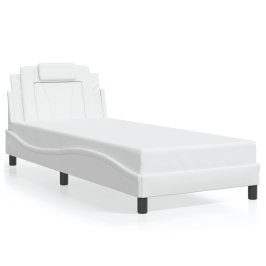 Estructura de cama sin colchón cuero sintético blanco 80x200 cm