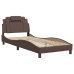 Estructura de cama sin colchón cuero sintético marrón 80x200 cm