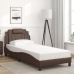 Estructura de cama sin colchón cuero sintético marrón 80x200 cm