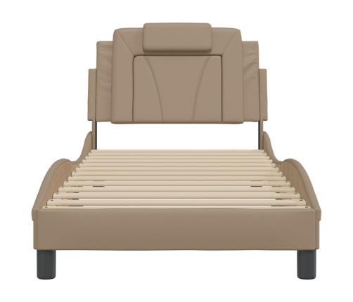 Estructura cama sin colchón cuero sintético capuchino 80x200 cm