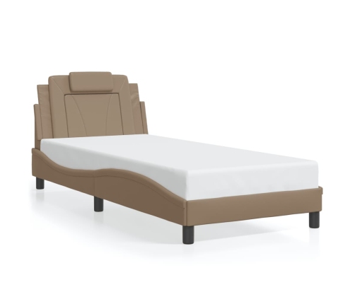 Estructura cama sin colchón cuero sintético capuchino 80x200 cm