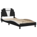 Estructura cama cabecero cuero sintético negro blanco 90x200 cm