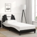 Estructura cama cabecero cuero sintético negro blanco 90x200 cm