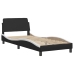 Estructura cama cabecero cuero sintético negro blanco 90x200 cm