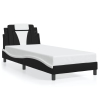 Estructura cama cabecero cuero sintético negro blanco 90x200 cm