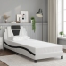 vidaXL Estructura cama cabecero cuero sintético blanco negro 90x200 cm