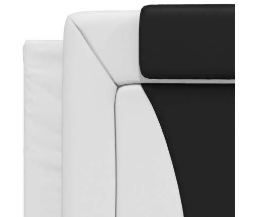 vidaXL Estructura cama cabecero cuero sintético blanco negro 90x200 cm