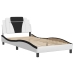Estructura de cama con cabecero cuero sintético blanco y negro