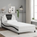 Estructura de cama con cabecero cuero sintético blanco y negro
