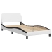 Estructura de cama con cabecero cuero sintético blanco y negro