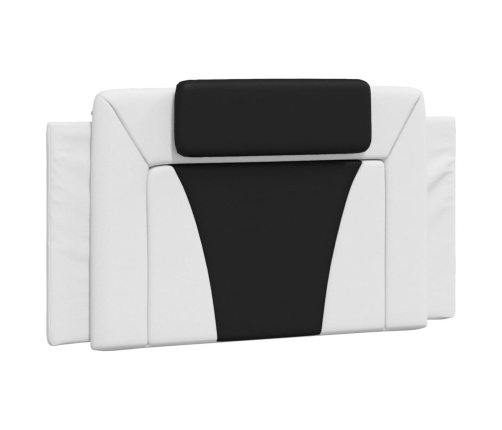 Estructura de cama con cabecero cuero sintético blanco y negro