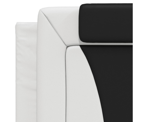 Estructura de cama con cabecero cuero sintético blanco y negro