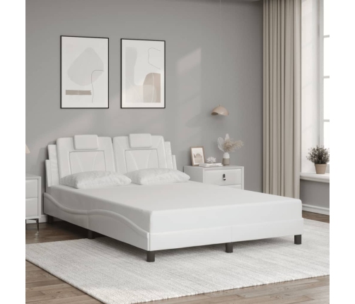 Estructura de cama sin colchón cuero sintético blanco 120x200cm