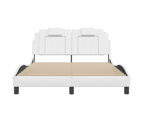 Estructura de cama sin colchón cuero sintético blanco 120x200cm