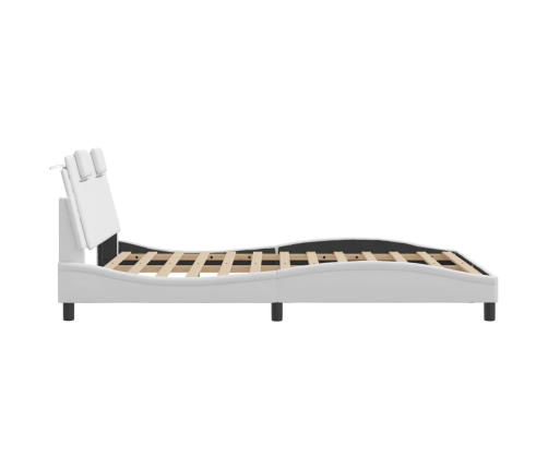 Estructura de cama sin colchón cuero sintético blanco 120x200cm