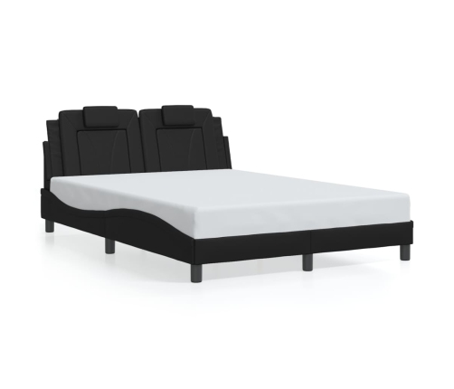 Estructura de cama sin colchón cuero sintético negro 140x190 cm