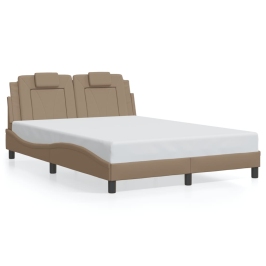 Estructura cama sin colchón cuero sintético capuchino 140x190cm