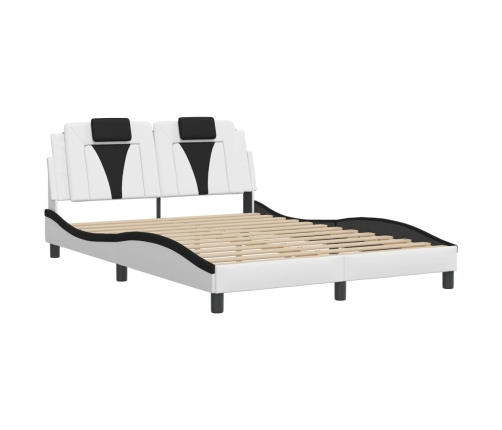 vidaXL Estructura de cama con cabecero cuero sintético blanco y negro