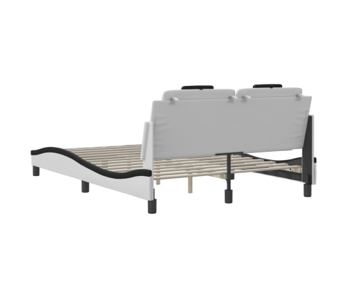 vidaXL Estructura de cama con cabecero cuero sintético blanco y negro