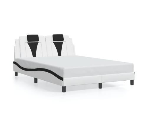 vidaXL Estructura de cama con cabecero cuero sintético blanco y negro