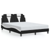 Estructura cama cabecero cuero sintético negro blanco 140x200cm