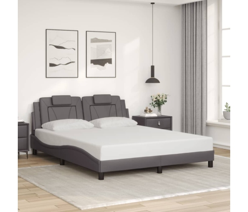 vidaXL Estructura de cama con cabecero cuero sintético gris 160x200cm