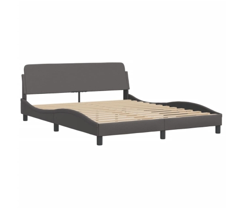 vidaXL Estructura de cama con cabecero cuero sintético gris 160x200cm