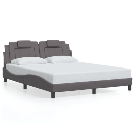 Estructura de cama sin colchón cuero sintético gris 160x200 cm