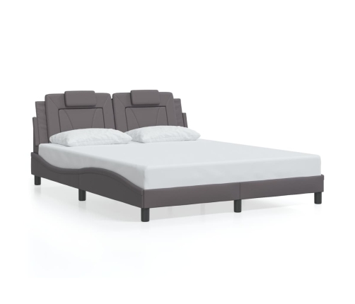 vidaXL Estructura de cama con cabecero cuero sintético gris 160x200cm