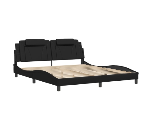 vidaXL Estructura de cama con cabecero cuero sintético negro 180x200cm