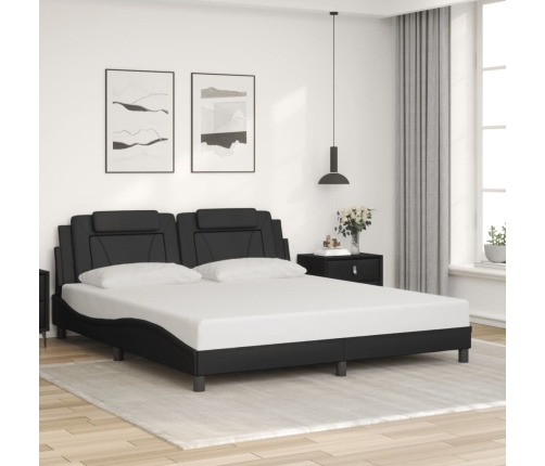 vidaXL Estructura de cama con cabecero cuero sintético negro 180x200cm