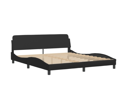 vidaXL Estructura de cama con cabecero cuero sintético negro 180x200cm