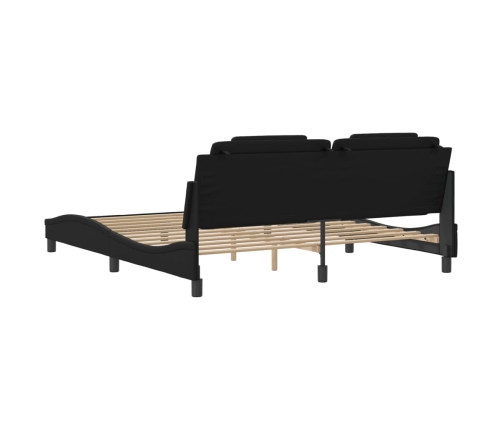 vidaXL Estructura de cama con cabecero cuero sintético negro 180x200cm