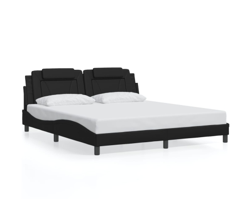 vidaXL Estructura de cama con cabecero cuero sintético negro 180x200cm