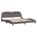 Estructura de cama sin colchón cuero sintético gris 200x200 cm