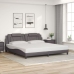 Estructura de cama sin colchón cuero sintético gris 200x200 cm