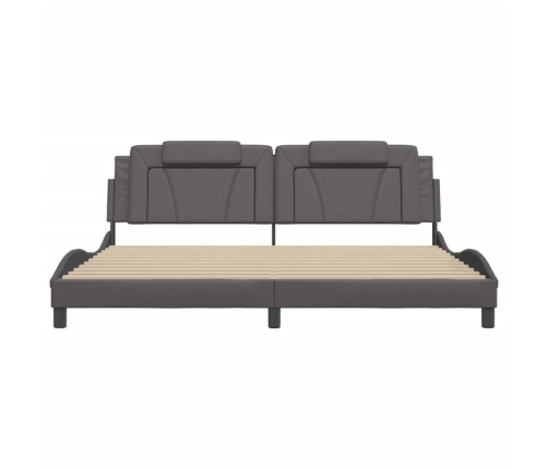 Estructura de cama sin colchón cuero sintético gris 200x200 cm