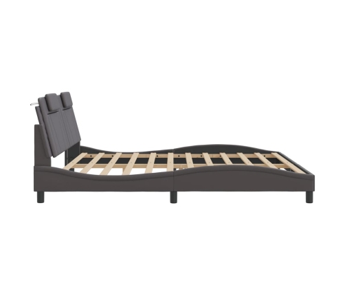 Estructura de cama sin colchón cuero sintético gris 200x200 cm