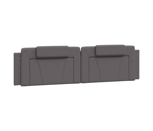 Estructura de cama sin colchón cuero sintético gris 200x200 cm