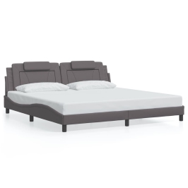 Estructura de cama sin colchón cuero sintético gris 200x200 cm