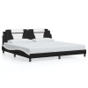 Cama sin colchón cuero sintético negro blanco 200x200 cm