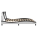 Cama sin colchón cuero sintético blanco negro 200x200 cm