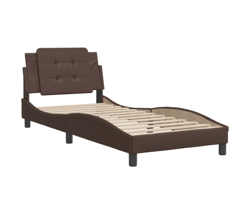 vidaXL Estructura de cama con cabecero cuero sintético marrón 80x200cm