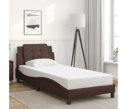 vidaXL Estructura de cama con cabecero cuero sintético marrón 80x200cm